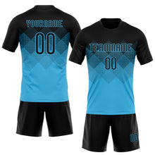 Загрузить изображение в средство просмотра галереи, Custom Sky Blue Black Geometric Shape Sublimation Volleyball Uniform Jersey