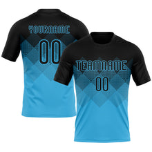 Загрузить изображение в средство просмотра галереи, Custom Sky Blue Black Geometric Shape Sublimation Volleyball Uniform Jersey