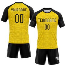 Laden Sie das Bild in den Galerie-Viewer, Custom Gold Black-White Geometric Shape Sublimation Volleyball Uniform Jersey