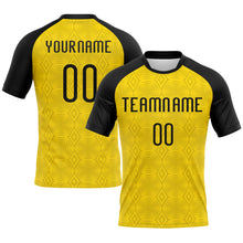 Laden Sie das Bild in den Galerie-Viewer, Custom Gold Black-White Geometric Shape Sublimation Volleyball Uniform Jersey