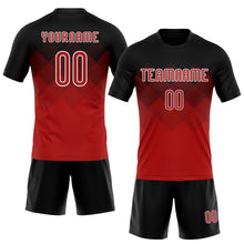 Load image into Gallery viewer, Custom Red Black-White Geometric Shape Sublimation Volleyball Uniform Jersey