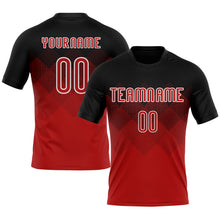 Load image into Gallery viewer, Custom Red Black-White Geometric Shape Sublimation Volleyball Uniform Jersey