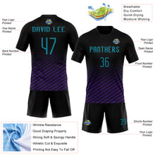Laden Sie das Bild in den Galerie-Viewer, Custom Black Teal-Purple Geometric Shape Sublimation Volleyball Uniform Jersey
