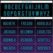 Laden Sie das Bild in den Galerie-Viewer, Custom Black Teal-Purple Geometric Shape Sublimation Volleyball Uniform Jersey