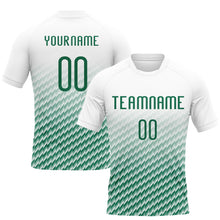 Загрузить изображение в средство просмотра галереи, Custom White Kelly Green Geometric Shape Sublimation Volleyball Uniform Jersey