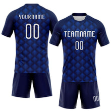 Загрузить изображение в средство просмотра галереи, Custom Navy White-Thunder Blue Geometric Shape Sublimation Volleyball Uniform Jersey