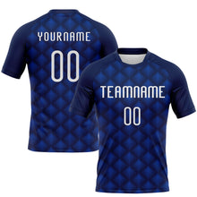 Загрузить изображение в средство просмотра галереи, Custom Navy White-Thunder Blue Geometric Shape Sublimation Volleyball Uniform Jersey