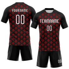 Laden Sie das Bild in den Galerie-Viewer, Custom Black White-Red Geometric Shape Sublimation Volleyball Uniform Jersey