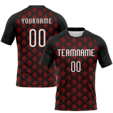 Laden Sie das Bild in den Galerie-Viewer, Custom Black White-Red Geometric Shape Sublimation Volleyball Uniform Jersey