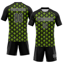 Загрузить изображение в средство просмотра галереи, Custom Black White-Neon Green Geometric Shape Sublimation Volleyball Uniform Jersey