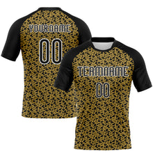 Charger l'image dans la galerie, Custom Old Gold Black-White Geometric Shape Sublimation Volleyball Uniform Jersey