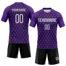 Laden Sie das Bild in den Galerie-Viewer, Custom Purple White-Black Geometric Shape Sublimation Volleyball Uniform Jersey