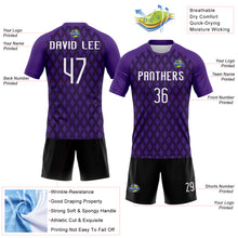 Laden Sie das Bild in den Galerie-Viewer, Custom Purple White-Black Geometric Shape Sublimation Volleyball Uniform Jersey