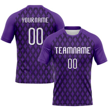 Laden Sie das Bild in den Galerie-Viewer, Custom Purple White-Black Geometric Shape Sublimation Volleyball Uniform Jersey