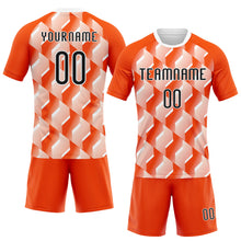 Laden Sie das Bild in den Galerie-Viewer, Custom Orange Black-White Geometric Shape Sublimation Volleyball Uniform Jersey