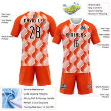 Laden Sie das Bild in den Galerie-Viewer, Custom Orange Black-White Geometric Shape Sublimation Volleyball Uniform Jersey