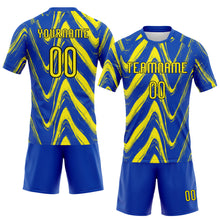Загрузить изображение в средство просмотра галереи, Custom Thunder Blue Light Yellow-Black Fluid Sublimation Volleyball Uniform Jersey