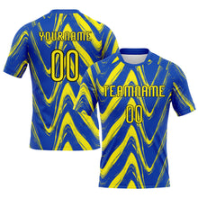 Загрузить изображение в средство просмотра галереи, Custom Thunder Blue Light Yellow-Black Fluid Sublimation Volleyball Uniform Jersey