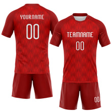 Загрузить изображение в средство просмотра галереи, Custom Red White Geometric Shape Sublimation Volleyball Uniform Jersey