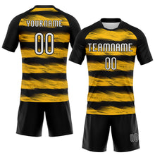 Загрузить изображение в средство просмотра галереи, Custom Black White-Yellow Abstract Lines Sublimation Volleyball Uniform Jersey