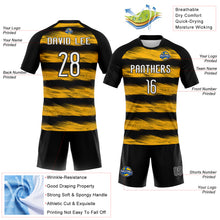 Загрузить изображение в средство просмотра галереи, Custom Black White-Yellow Abstract Lines Sublimation Volleyball Uniform Jersey