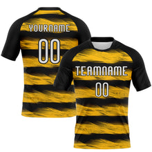 Загрузить изображение в средство просмотра галереи, Custom Black White-Yellow Abstract Lines Sublimation Volleyball Uniform Jersey
