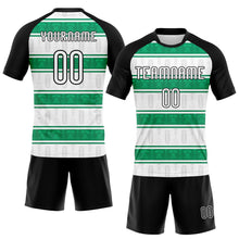 Загрузить изображение в средство просмотра галереи, Custom White Black-Kelly Green Abstract Shape Sublimation Volleyball Uniform Jersey