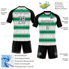 Загрузить изображение в средство просмотра галереи, Custom White Black-Kelly Green Abstract Shape Sublimation Volleyball Uniform Jersey