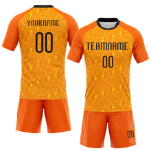 Laden Sie das Bild in den Galerie-Viewer, Custom Orange Black-Yellow Geometric Shape Sublimation Volleyball Uniform Jersey