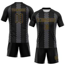 Загрузить изображение в средство просмотра галереи, Custom Black Gray-Old Gold Geometric Shape Sublimation Volleyball Uniform Jersey