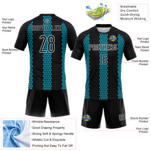 Загрузить изображение в средство просмотра галереи, Custom Black Teal-White Geometric Shape Sublimation Volleyball Uniform Jersey