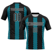 Загрузить изображение в средство просмотра галереи, Custom Black Teal-White Geometric Shape Sublimation Volleyball Uniform Jersey