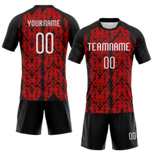 Load image into Gallery viewer, Custom Red White-Black Abstract Shape Sublimation Volleyball Uniform Jersey