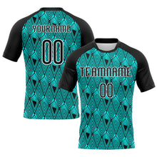 Laden Sie das Bild in den Galerie-Viewer, Custom Lakes Blue Black-White Geometric Shape Sublimation Volleyball Uniform Jersey