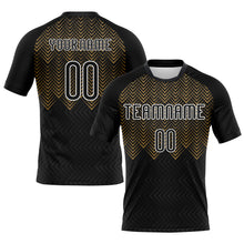 Загрузить изображение в средство просмотра галереи, Custom Black Old Gold-White Geometric Shape Sublimation Volleyball Uniform Jersey