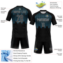 Загрузить изображение в средство просмотра галереи, Custom Black Sky Blue-White Geometric Shape Sublimation Volleyball Uniform Jersey