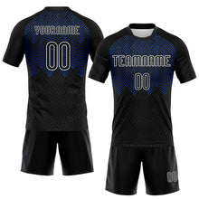Загрузить изображение в средство просмотра галереи, Custom Black Thunder Blue-White Geometric Shape Sublimation Volleyball Uniform Jersey