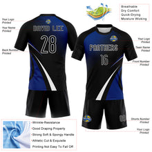 Загрузить изображение в средство просмотра галереи, Custom Black Thunder Blue-White Lines And Dots Sublimation Volleyball Uniform Jersey