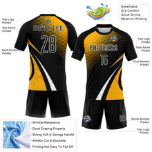 Laden Sie das Bild in den Galerie-Viewer, Custom Black Gold-White Lines And Dots Sublimation Volleyball Uniform Jersey