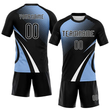Загрузить изображение в средство просмотра галереи, Custom Black Light Blue-White Lines And Dots Sublimation Volleyball Uniform Jersey
