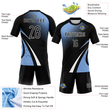 Загрузить изображение в средство просмотра галереи, Custom Black Light Blue-White Lines And Dots Sublimation Volleyball Uniform Jersey
