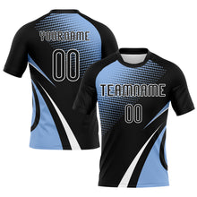 Загрузить изображение в средство просмотра галереи, Custom Black Light Blue-White Lines And Dots Sublimation Volleyball Uniform Jersey