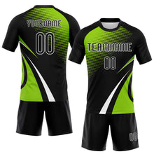 Загрузить изображение в средство просмотра галереи, Custom Black Neon Green-White Lines And Dots Sublimation Volleyball Uniform Jersey