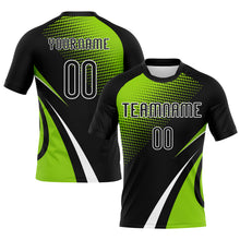 Загрузить изображение в средство просмотра галереи, Custom Black Neon Green-White Lines And Dots Sublimation Volleyball Uniform Jersey