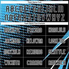 Laden Sie das Bild in den Galerie-Viewer, Custom Black Sky Blue-White Lines And Dots Sublimation Volleyball Uniform Jersey