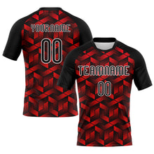 Загрузить изображение в средство просмотра галереи, Custom Fire Red Black-White Geometric Shape Sublimation Volleyball Uniform Jersey