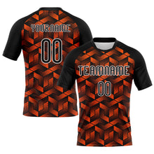 Load image into Gallery viewer, Custom Orange Black-White Geometric Shape Sublimation Volleyball Uniform Jersey