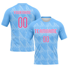 Load image into Gallery viewer, Custom Powder Blue Pink-White Lines Splatter Art Sublimation Volleyball Uniform Jersey