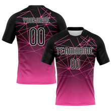 Load image into Gallery viewer, Custom Pink Black-White Abstract Network Sublimation Volleyball Uniform Jersey