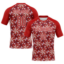 Laden Sie das Bild in den Galerie-Viewer, Custom Red White Geometric Shape Sublimation Volleyball Uniform Jersey